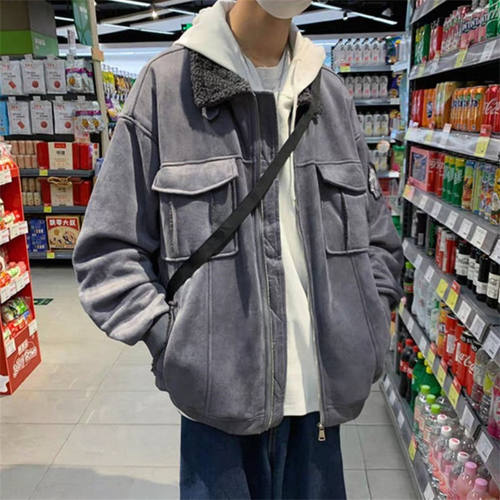 美式复古仿麂皮绒情侣外套