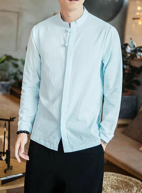 中国风棉麻唐装汉服衬衫
