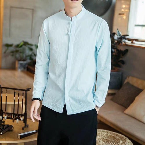 中国风棉麻唐装汉服衬衫
