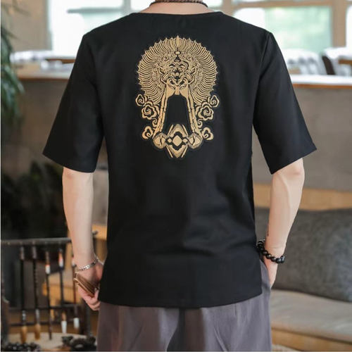 中国风新款亚麻短袖t恤