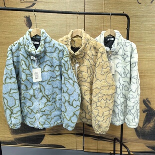 3129秋冬撞色仿羊羔绒棉衣港风宽松街头情侣潮牌保暖棉服上衣外套