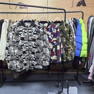 25C5D1新春仿羊羔绒棒球服棉衣外套秋冬季男女中国风盘扣迷彩棉服