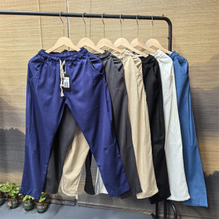 薄款 男士 休闲亚麻裤 潮流复古风时尚 26C5A1夏季 纯色棉麻哈伦裤 新款