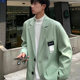 加肥加大码 25C2A4港风ins贴标西装 外套秋季 宽松痞帅休闲西服上衣