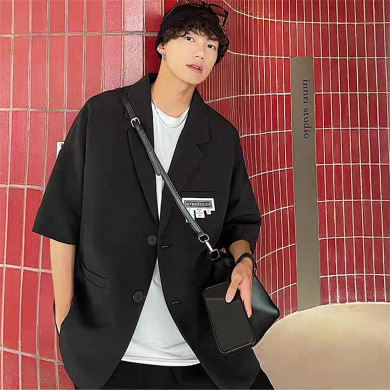 宽松帅气短袖西装港风阔版西服