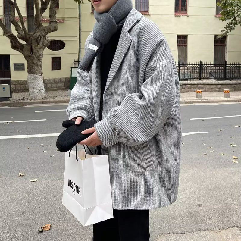 25B2A3毛呢大衣男秋冬复古潮流中长款呢子外套痞帅大码廓形风衣潮,男装,毛呢大衣,淘宝优惠券,粉丝福利购,淘宝优惠卷