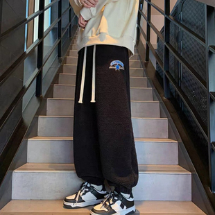 保暖毛绒裤 25A13B6重磅加厚仿羊羔绒休闲裤 束脚裤 百搭大码 子 冬季