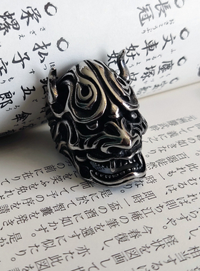 日式鬼怪面具般若钛钢戒指
