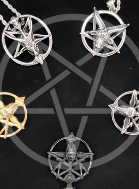 杂货黑金属巴风特山羊头吊坠项链