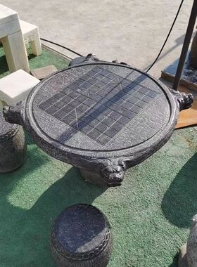 青石石桌石凳直径80高60一桌四凳不做旧