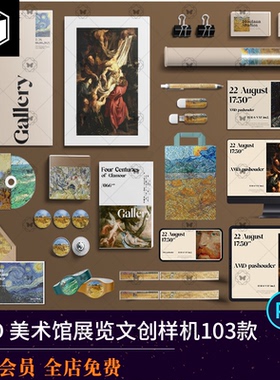 美术馆艺术展览博物馆品牌VI文创导视周边提案样机PSD设计素材ps