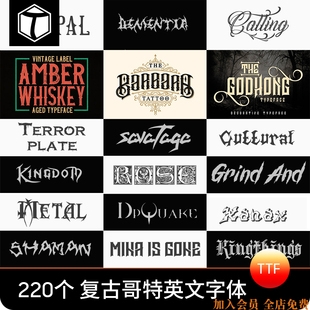 复古中世纪哥特式哥特花体酸性电脑英文字体PS/Ai/TTF字体包下载