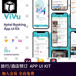 旅游酒店预订APP界面UI设计模板H5小程序XD+Sketch源文件FIG素材