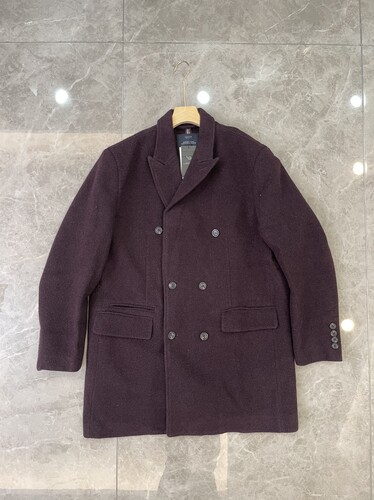 2000+格里~sen呢子男商务绅士大衣大码胖子羊毛混纺防风酒红外套