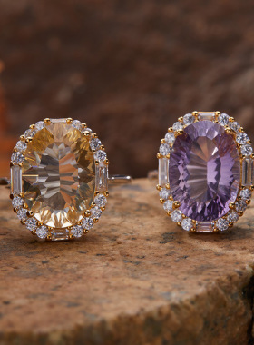 法国chrry koops925银精致镶嵌彩宝紫水晶戒指女高级感美观设计