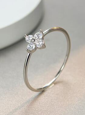 法国chrry koops925银镶锆石戒指女潮人气质学生花朵指环