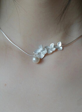 法国chrry koop新中式绣球花珍珠项链女轻奢小众颈链新款复古