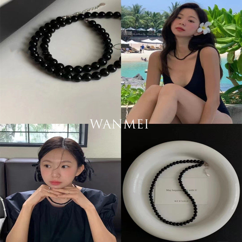 英国设计师topwhit博主fever黑玛瑙串珠项链女银轻奢小众高级感