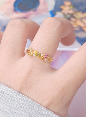 法国chrry koop碧玺彩宝戒指女s925银法式复古西域蕾丝镂空彩钻