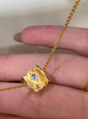 法国chrry koop年新款中古金色拉丝腰筒八芒星项链复古毛衣链