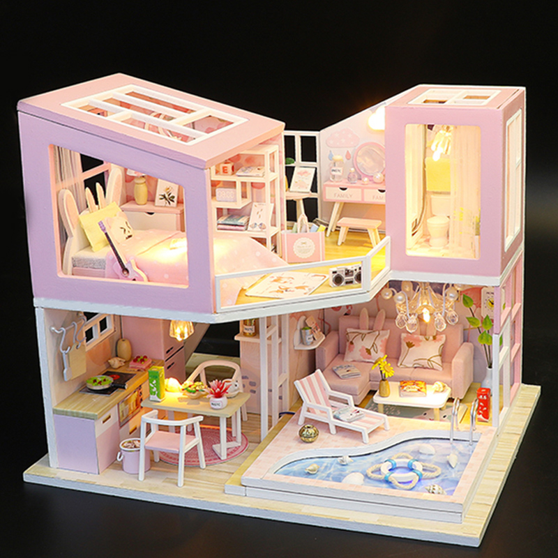 diy小屋初恋别墅阁楼手工制作房子模型拼装玩具送创意生日礼物女