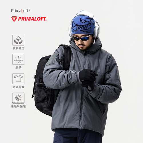 棉服PrimaLoft金标p棉100g/m²防风防水户外连帽立领厚外套