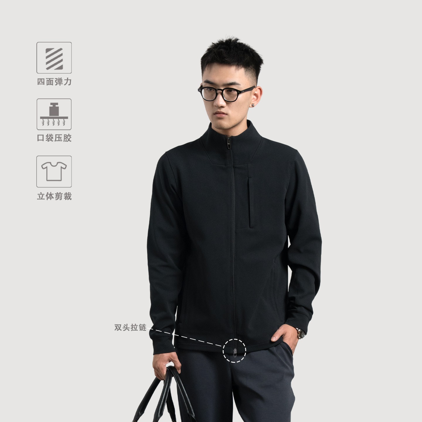SJ针织夹克芯吸速干吸湿排汗立领立体剪裁休闲 | 都叫我老盖