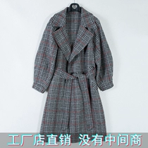 Chống mùa áo khoác nữ mùa thu Châu Âu trạm thẳng mỏng hai mặt cashmere coat Người Anh màu rắn phù hợp với cổ áo ngắn coat áo khoác ny