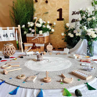 原木抓周道具出租宝宝周岁生日布置租赁一岁抓阄玩具套装