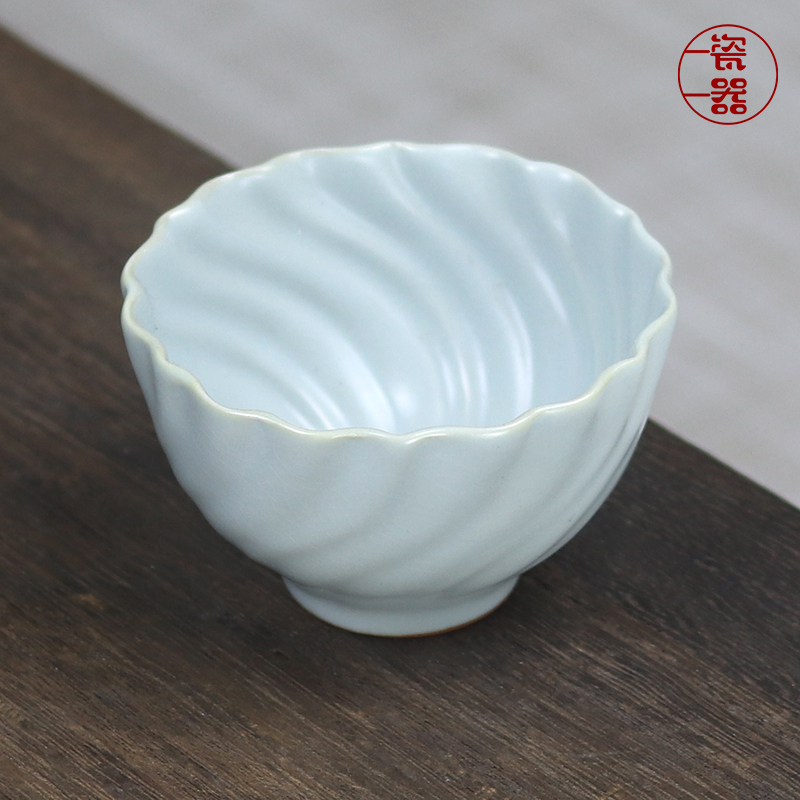 汝窑茶杯开片可养天青主人杯高档