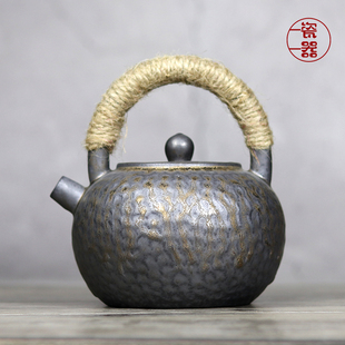 日式 粗陶提梁壶泡茶壶陶瓷壶大容量单壶温茶器套装 办公室家用客厅