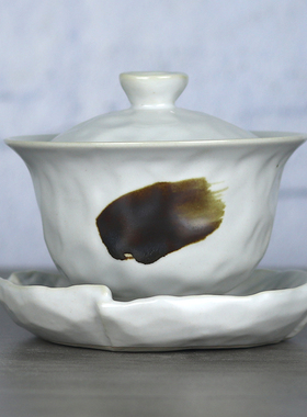 陶瓷盖碗二才三才带托盘大号大容量茶碗冲茶泡茶器个性家用办公室