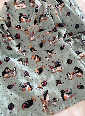 侘町薄荷曼波pingu2025新款秋冬长袖纯棉睡衣女可外穿家居服套装