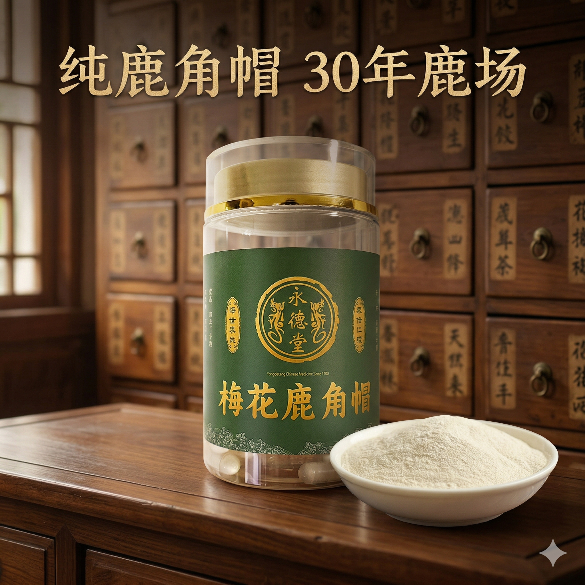永德堂鹿角帽粉鹿托盘粉正品梅花鹿角帽鹿角粉通长白山纯正