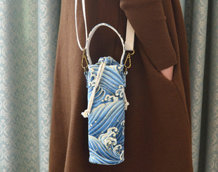 保温杯套背带斜跨加棉加厚玻璃杯隔热保护套500ml 手工定制 包邮