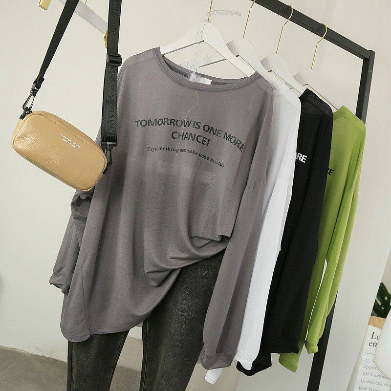 the republic of korea Sunscreen Socket Easy Large T-shirts Borneol Ramie Ultra cents Long sleeve Thin section Smock white INSin the Women's clothing/Boutique , T-shirt  category - from Buy2taobao.com to provide professional Taobao agent buy service