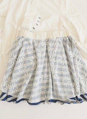 亏本清仓捡漏棉质条纹中大童三三两两女童裙童装双层女童半身