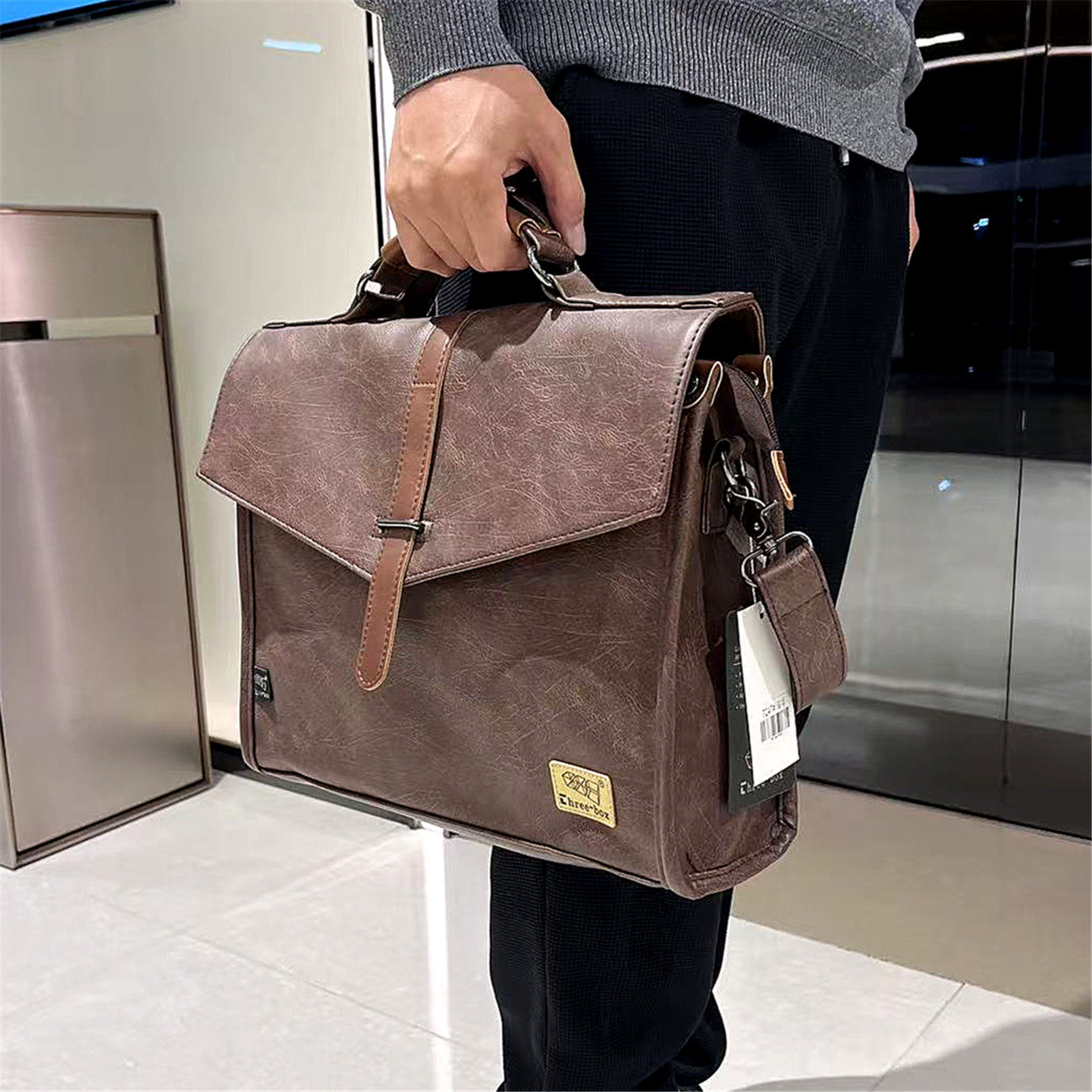 公文包男包商务手提包男士潮流2026新款休闲简约单肩斜挎皮包日韩