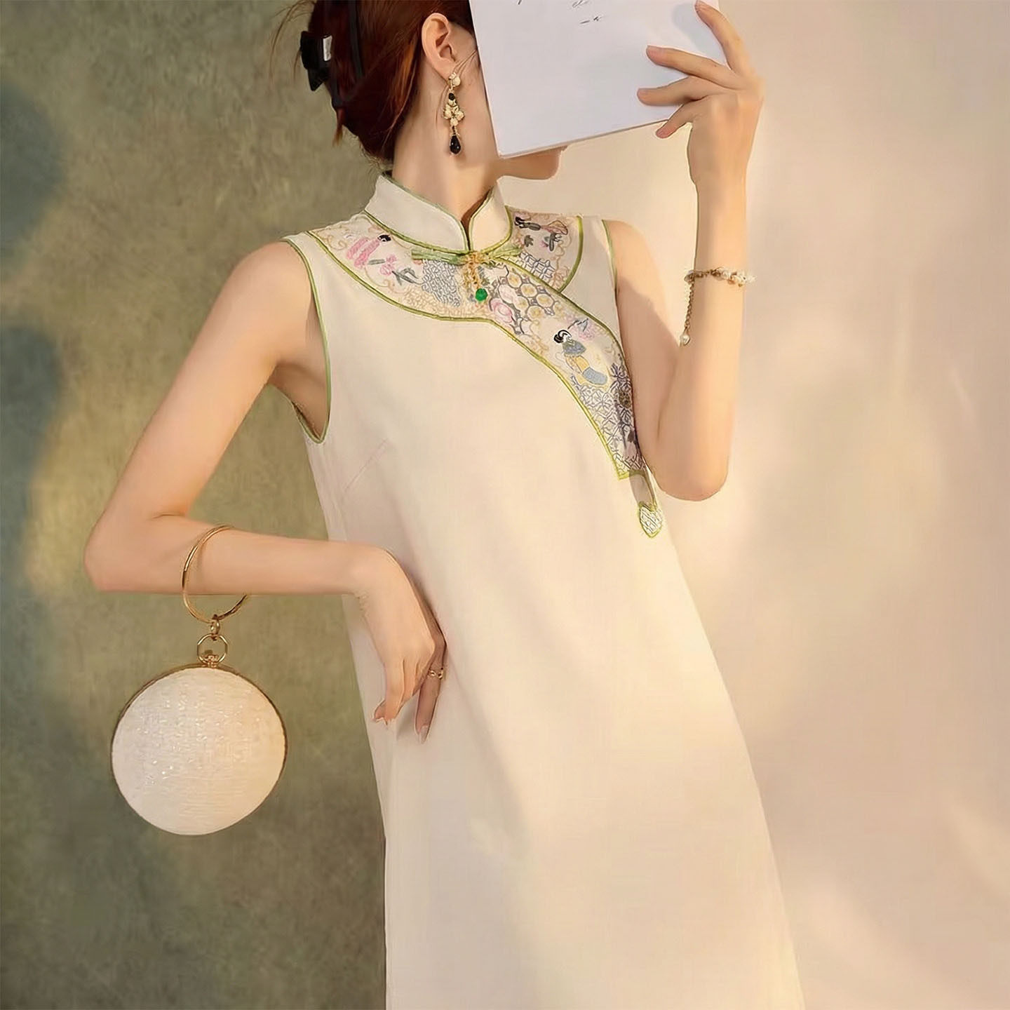 2026春夏装新款 轻奢新中式国风刺绣无袖改良旗袍裙子连衣裙A字裙