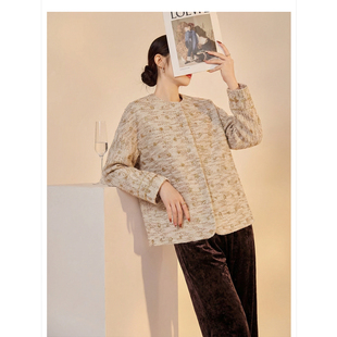 2026春装新款 轻奢新中式重工钉珠小香风长袖休闲毛呢外套