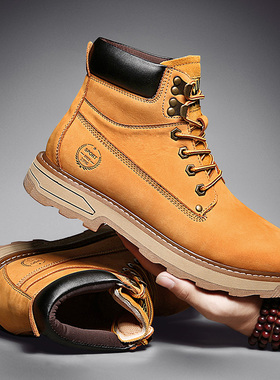 马丁靴男真皮工装鞋户外厚底大头鞋头层牛皮大黄靴情侣鞋棉鞋女靴