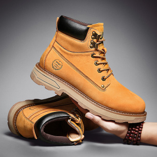棉鞋 马丁靴男真皮工装 头层牛皮大黄靴情侣鞋 户外厚底大头鞋 女靴 鞋