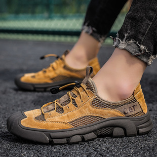 反绒皮男鞋 户外休闲鞋 工装 潮流包头防撞休闲皮鞋 男真皮透气网面鞋