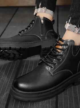 马丁靴男2024新款冬季英伦风商务休闲皮靴工装皮鞋机车高帮工装靴
