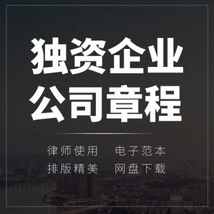 个人自然人法人独资企业有限公司企业章程协议范本模板word版