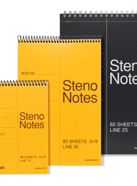 3本装日本KOKUYO国誉笔记本上翻线圈本steno notes口译速记本螺旋