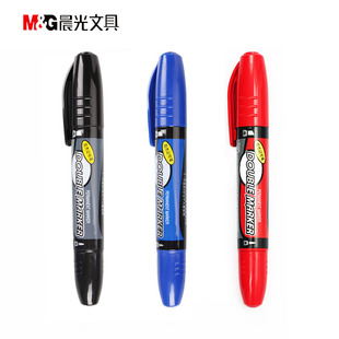 晨光双杰记号笔双头油性大头笔 画波波球气球眼睛表情 红黑蓝三色