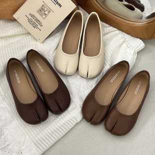 嘟小嘟小众设计感浅口分趾猪蹄鞋女2025春季复古一脚蹬奶奶鞋单鞋