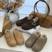 嘟小嘟真皮加绒勃肯鞋 百搭轻便软底休闲雪地靴 时尚 女2025冬季 新款