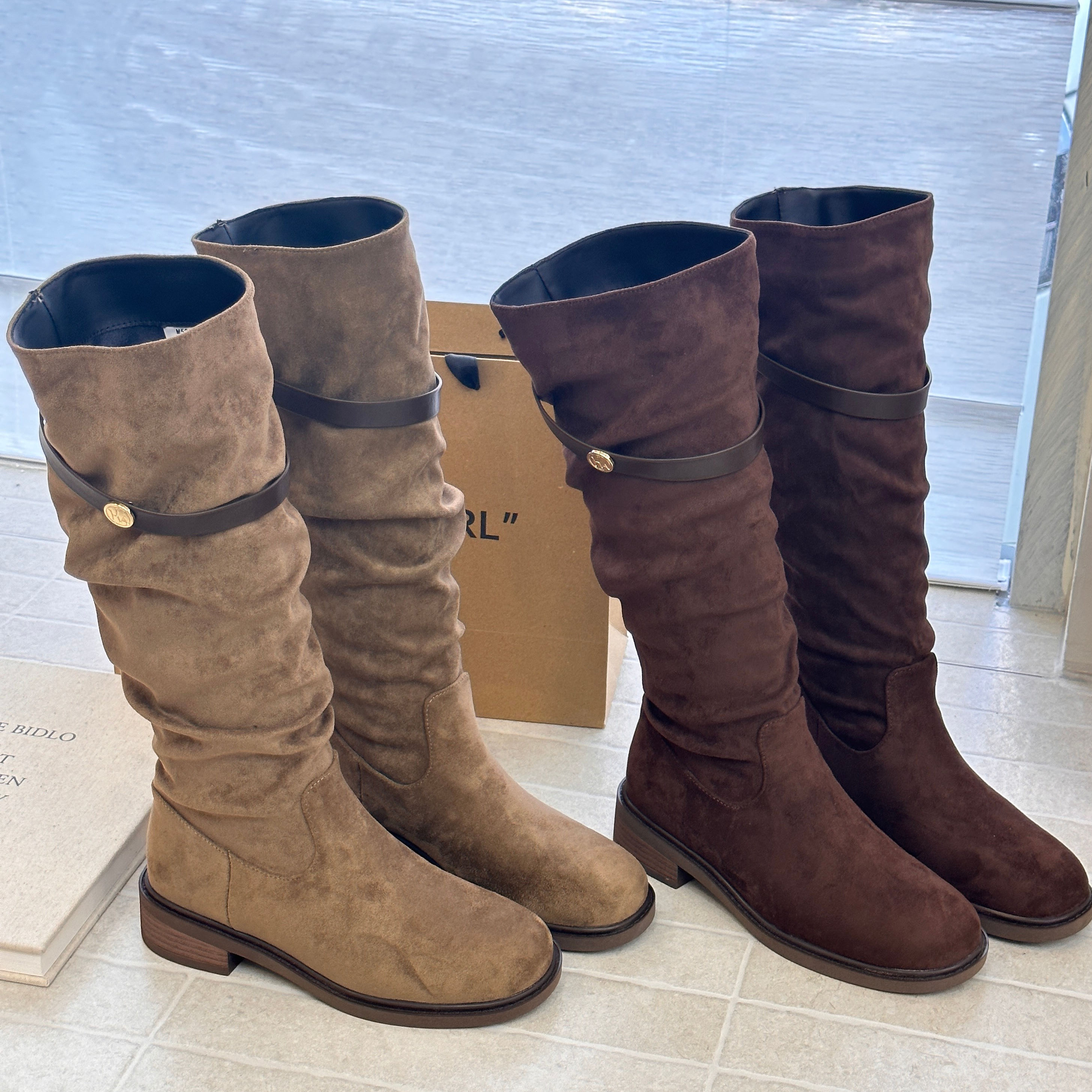 嘟小嘟羊京绒厚底堆堆靴女2025秋季新款时尚百搭轻便增高休闲长靴,女鞋,时装靴,淘宝优惠券,粉丝福利购,淘宝优惠卷